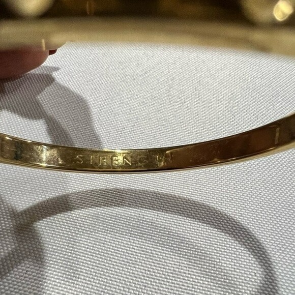 Ann Taylor Gold-tone and White Rhinestone “Strength”  Bracelet - Picture 7 of 7